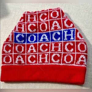 Coach Red and Blue Logo Beanie